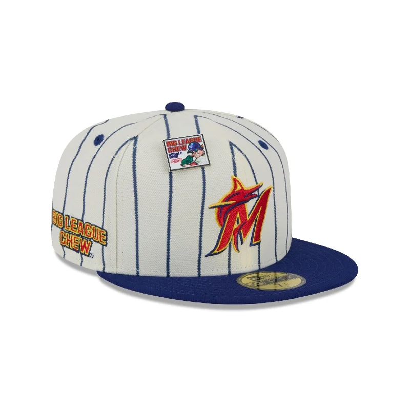 Men's slim trucker hat-Big League Chew X Miami Marlins Pinstripe 59FIFTY Fitted Hat