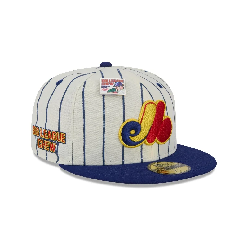 Men's durable patterned tie-Big League Chew X Montreal Expos Pinstripe 59FIFTY Fitted Hat