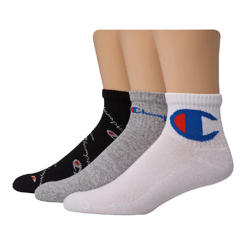 Men's modern bifold wallet-Men's Champion 3PK Ankle Socks