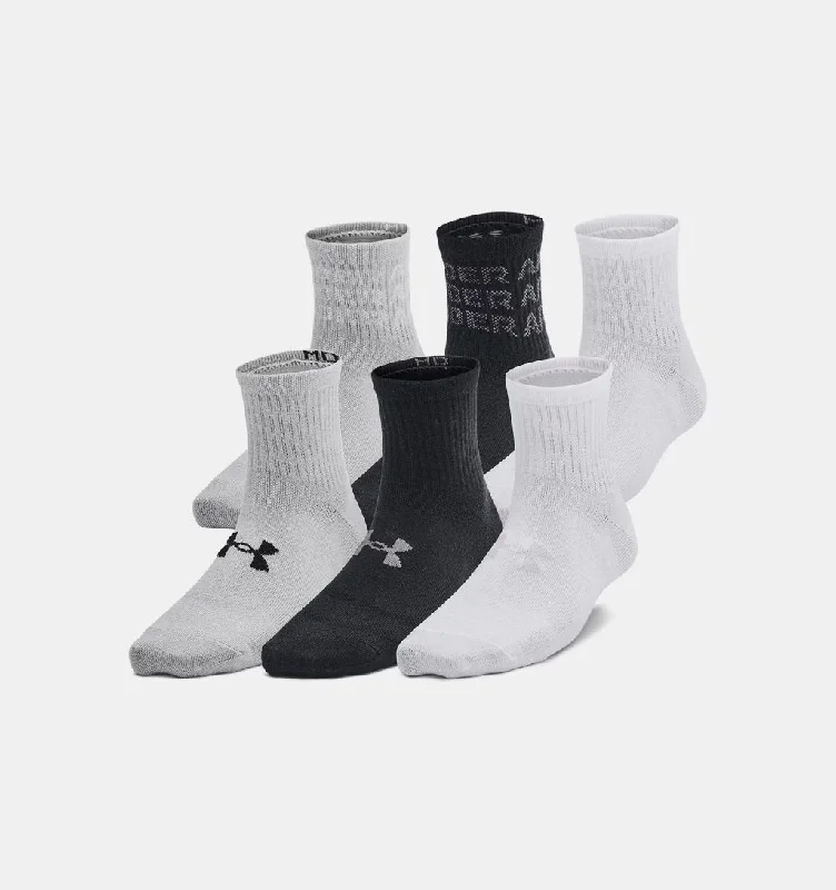 Men's luxury suede gloves-Youth UA Essential Quarter 6PK Sock