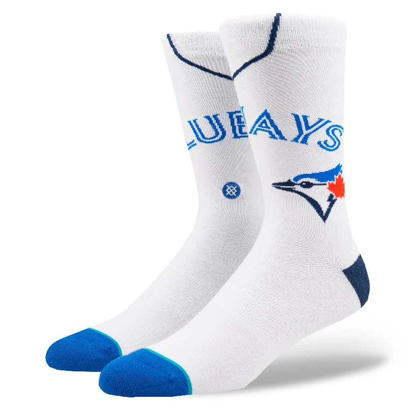 Men's trendy leather suspenders-Blue Jays Socks (White)