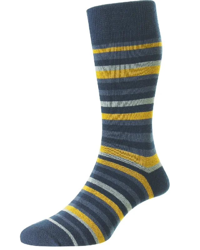 Men's classic bow tie-HJ Hall Multi Stripe Comfort Top Socks