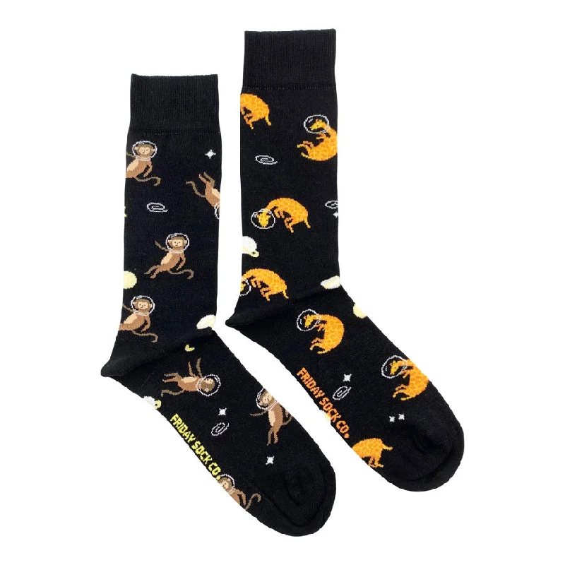 Men's breathable wool gloves-Men's Animals in Space Socks