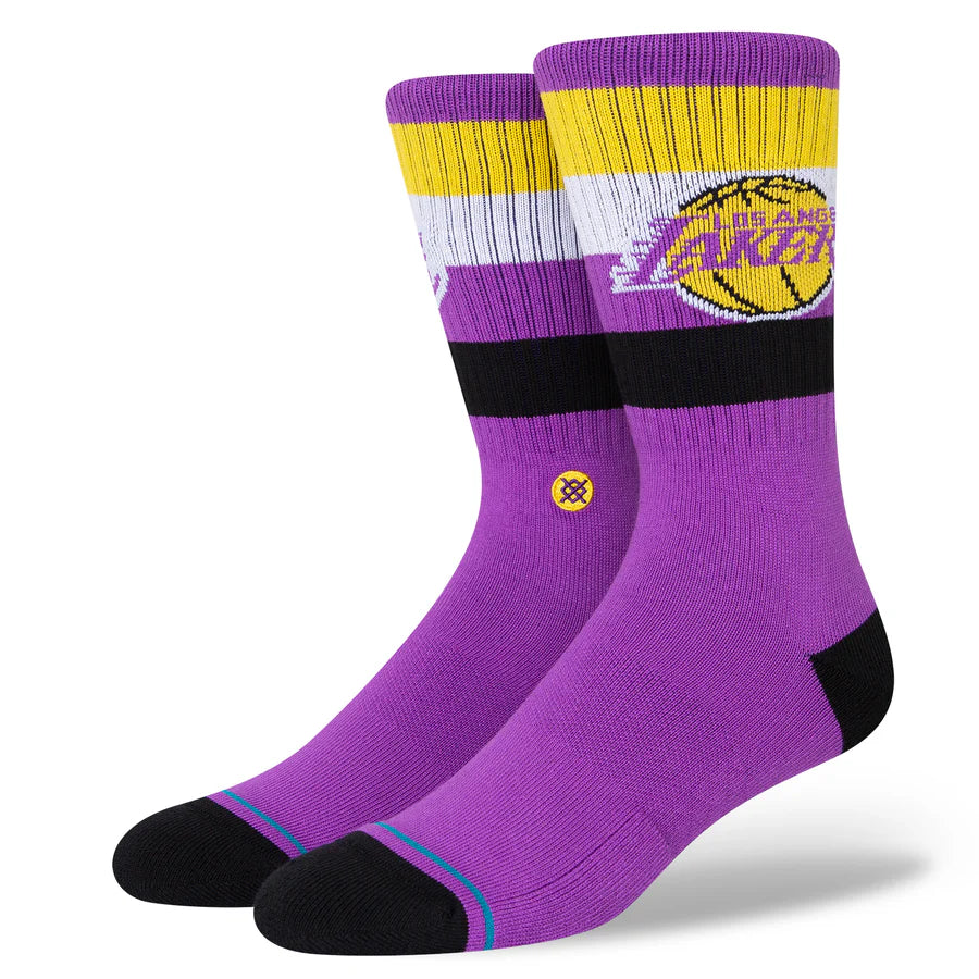 Men's luxury smartwatch-NBA Lakers Stripe Crew Socks (Purple)