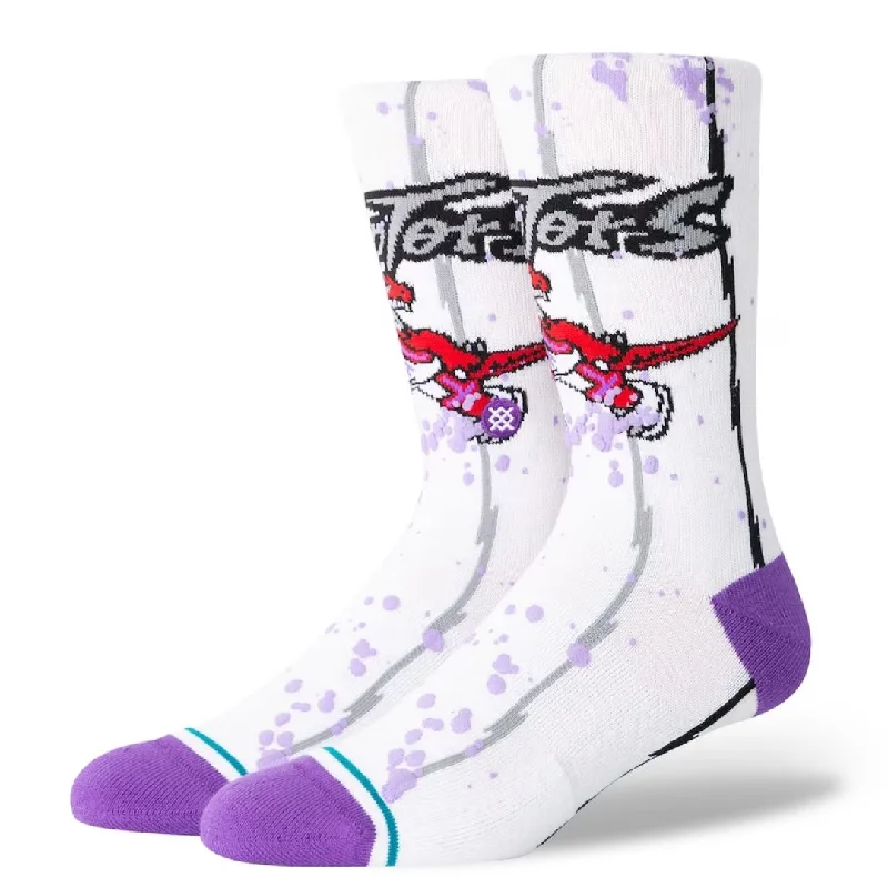 Men's classic knit beanie-Toronto Raptors Overspray Socks (White)