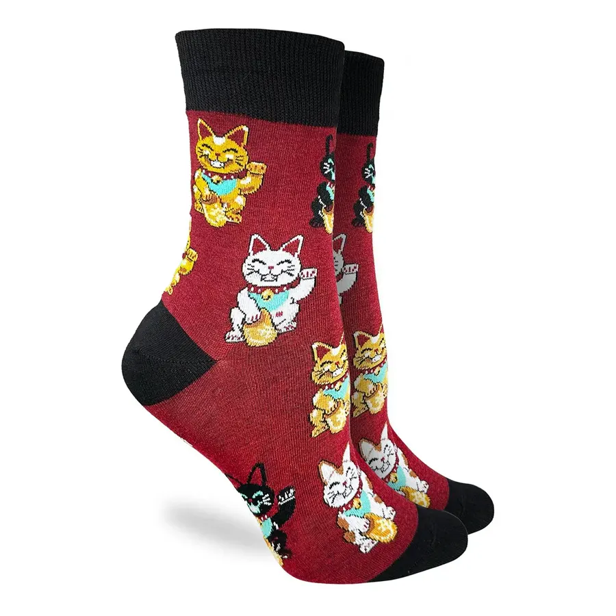 Men's classic bamboo suspenders-Unisex Lucky Waving Cat Socks