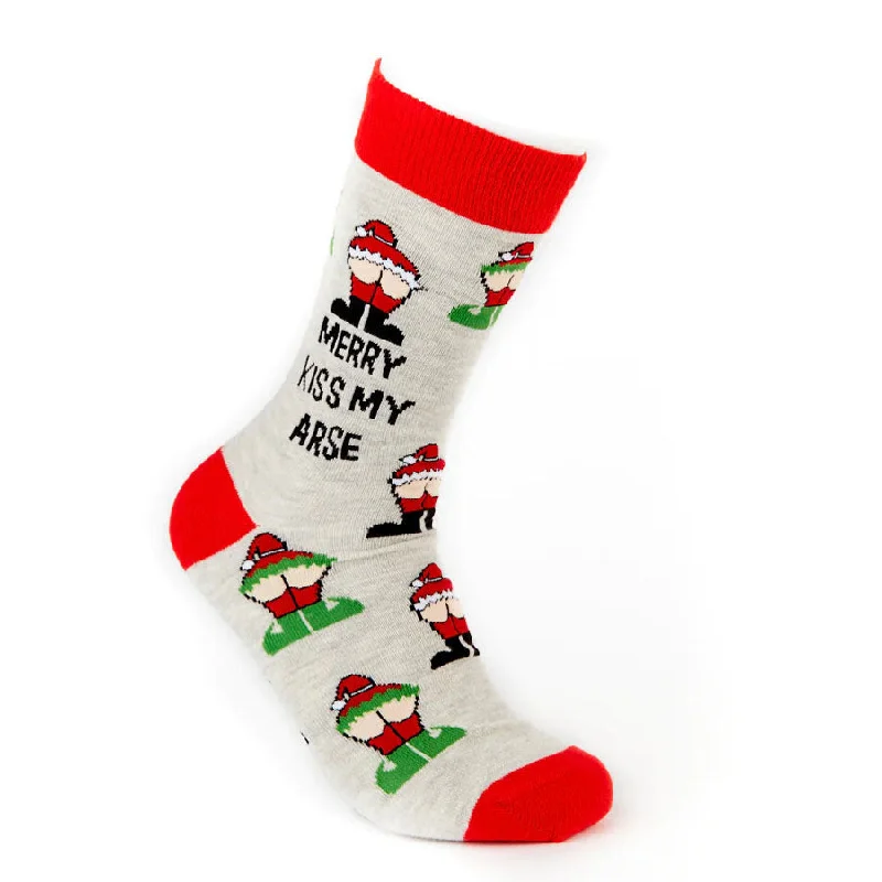 Men's casual bifold wallet-Unisex Merry Kiss My Arse Socks