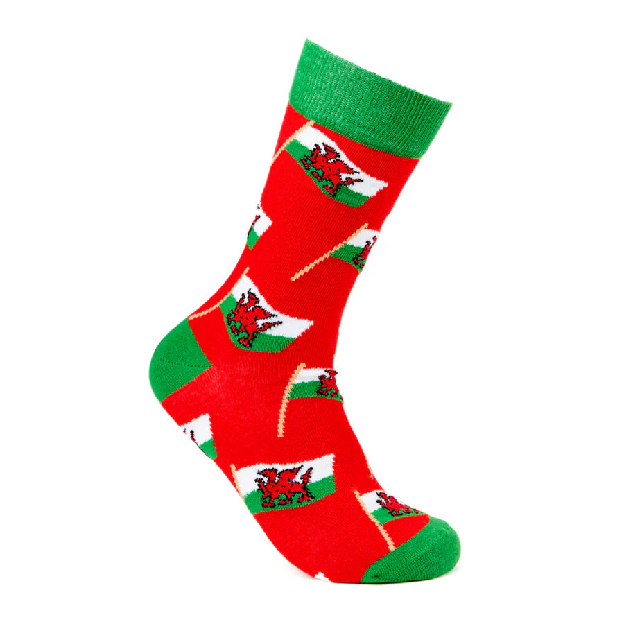 Men's soft plaid gloves-Unisex Welsh Waving Flag Socks