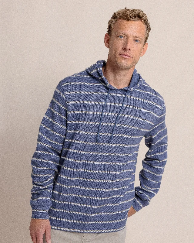 Men's warm heather hoodie-Bay View Stripe Hoodie