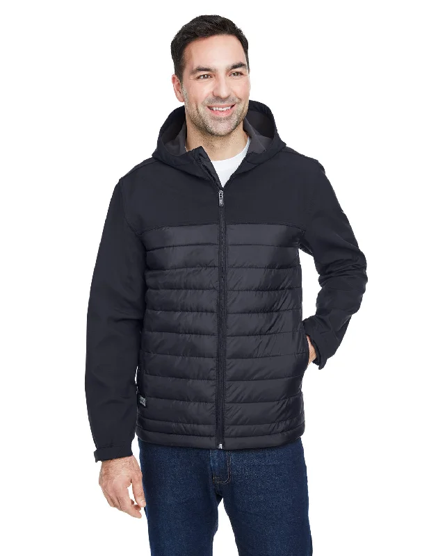 Men's trendy sherpa zip hoodie-Dri Duck 5324 Men's Pinnacle Puffer Body Softshell Hooded Jacket