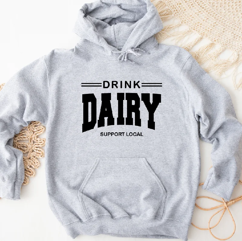 Men's cozy performance hoodie-Drink Dairy Support Local Black Ink Hoodie (S-3XL) Unisex - Multiple Colors!