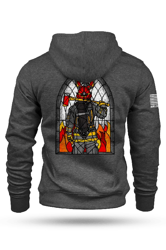 Men's breathable heather hoodie-Stained Glass Firefighter - Hoodie