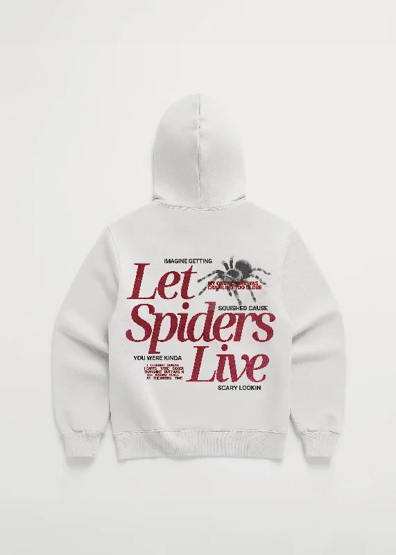 Men's warm heather hoodie-Let Spiders Live Hoodie