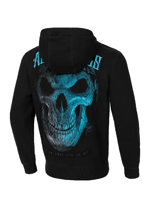 Men's breathable cropped hoodie-Men's Hoodie Blue Skull