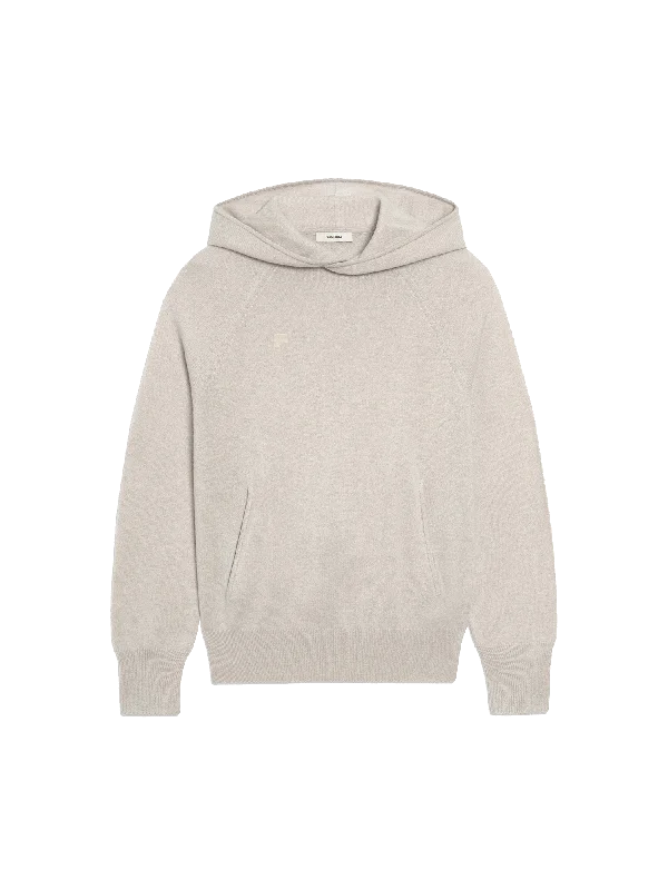 Men's modern cropped hoodie-Mens Recycled Cashmere Hoodie—oatmeal