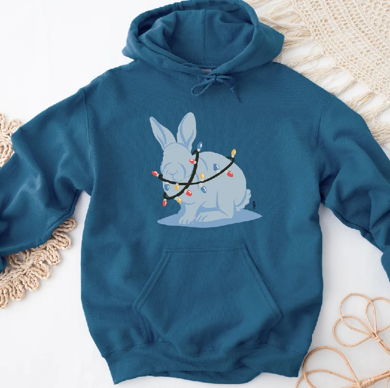 Men's modern ribbed hoodie-Rabbit Christmas Lights Hoodie (S-3XL) Unisex - Multiple Colors!