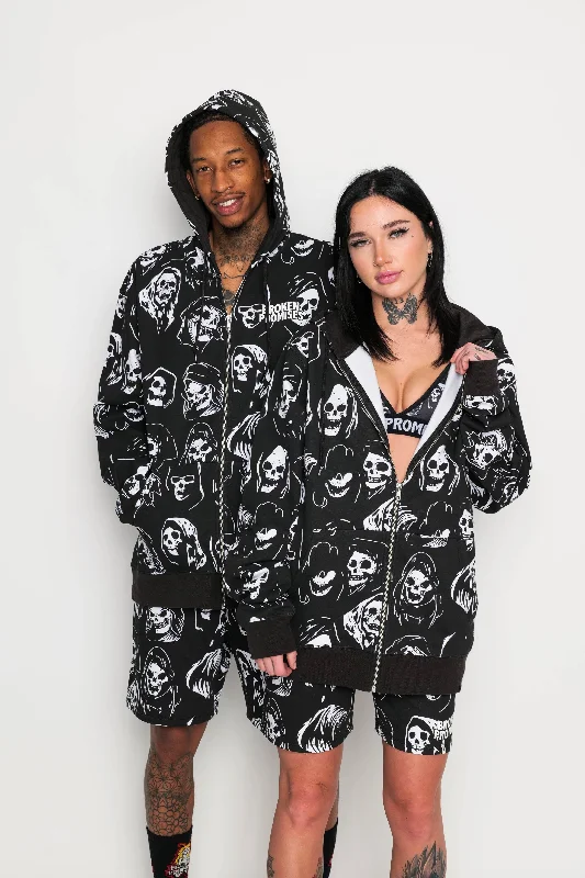 Men's modern tie-dye hoodie-Reaper Guide Zip Hoodie