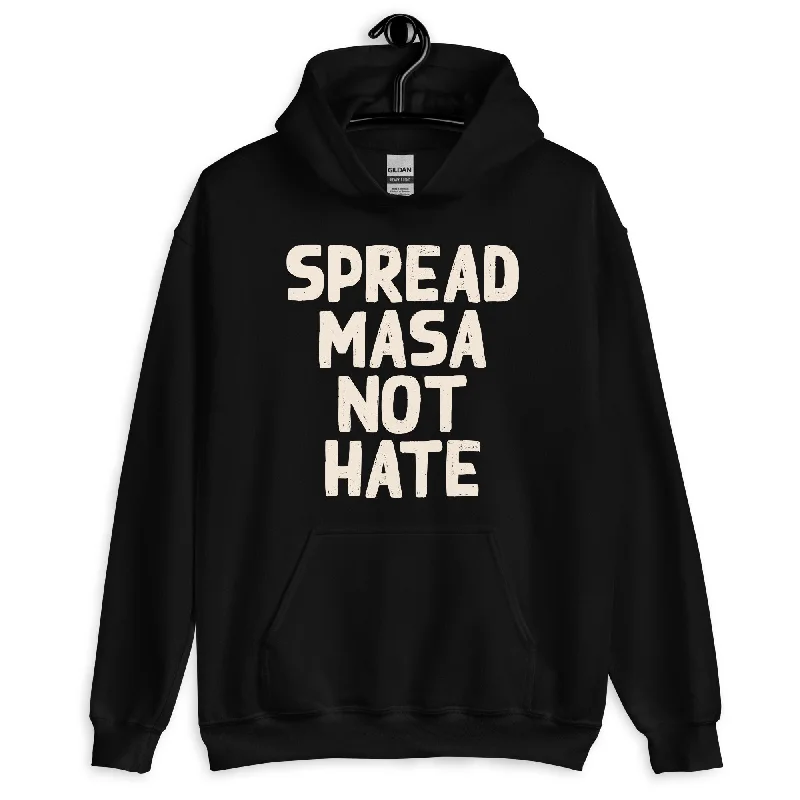 Men's warm performance hoodie-Spread Masa Not Hate Hoodie (Black)