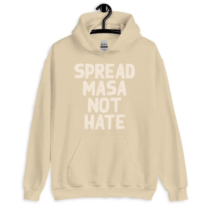 Men's cozy cropped zip hoodie-Spread Masa Not Hate Hoodie (Cream)