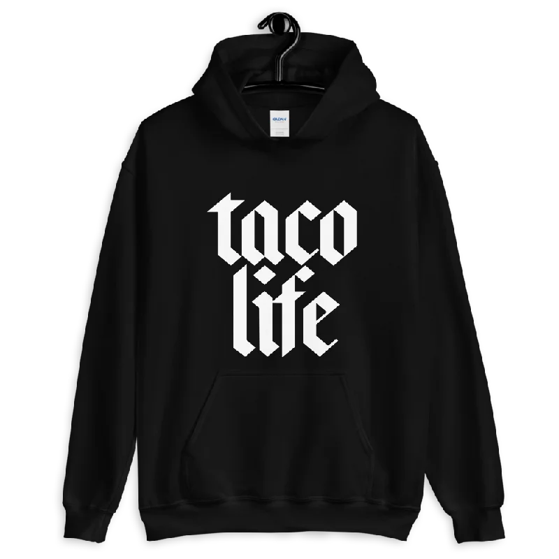 Men's cozy cropped zip hoodie-Taco Life Hoodie