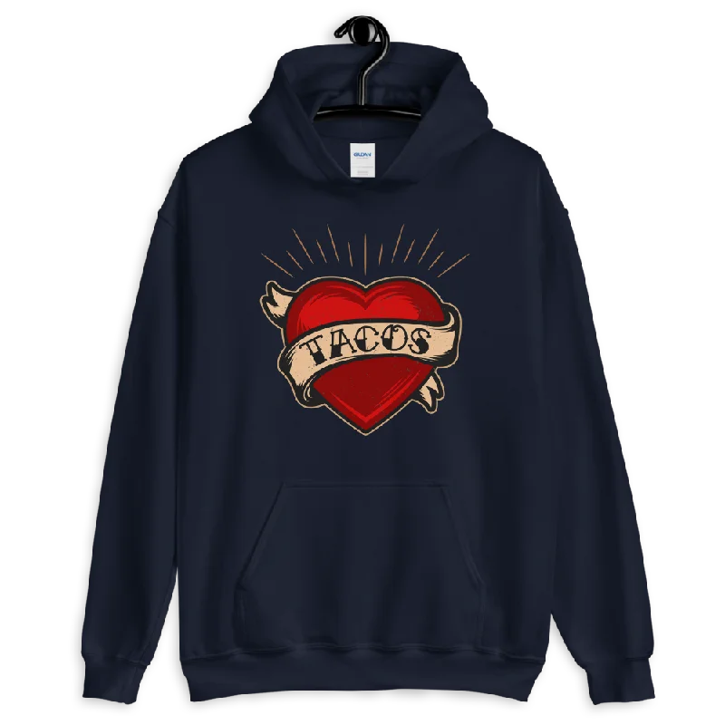 Men's slim sherpa hoodie-TACOS Heart Tattoo Pullover Hoodie