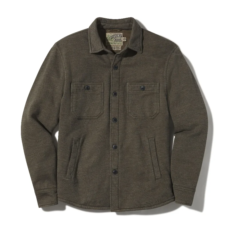 Men's breathable down jacket-Dunlop Waffle Lined Shirt Jacket - Olive