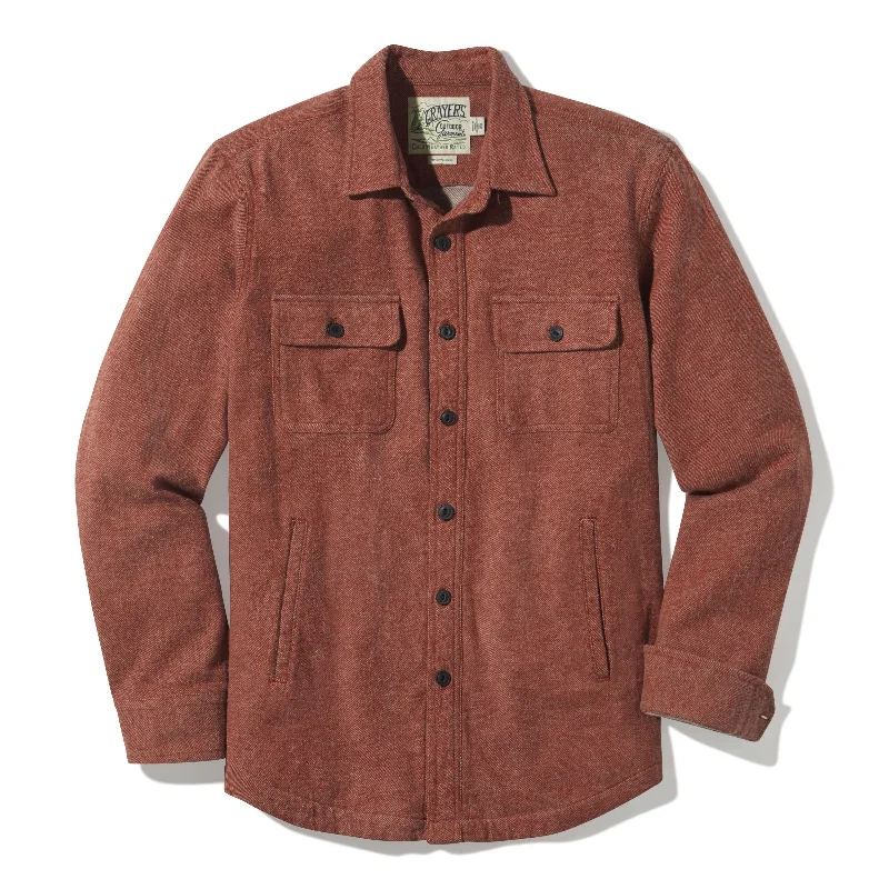 Men's lightweight corduroy jacket-Flannel Twill Shirt Jacket - Brandy Brown