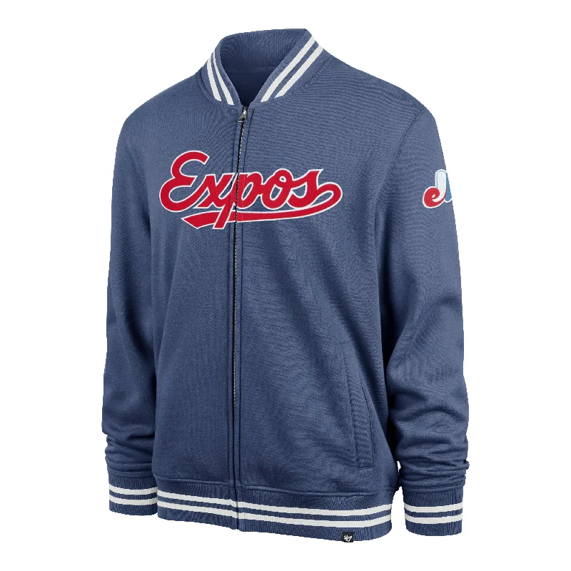 Men's modern corduroy jacket-MONTREAL EXPOS COOPERSTOWN WAX PACK PRO CAMDEN '47 TRACK JACKET