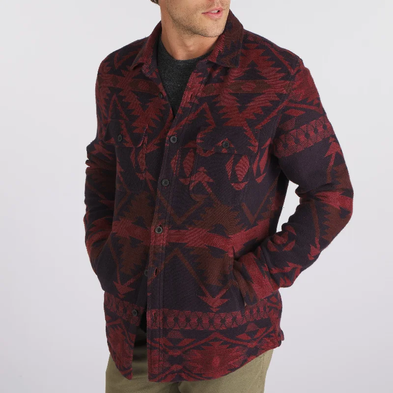 Men's modern anorak jacket-Southwestern Stonewashed Shirt Jacket - Cowhide