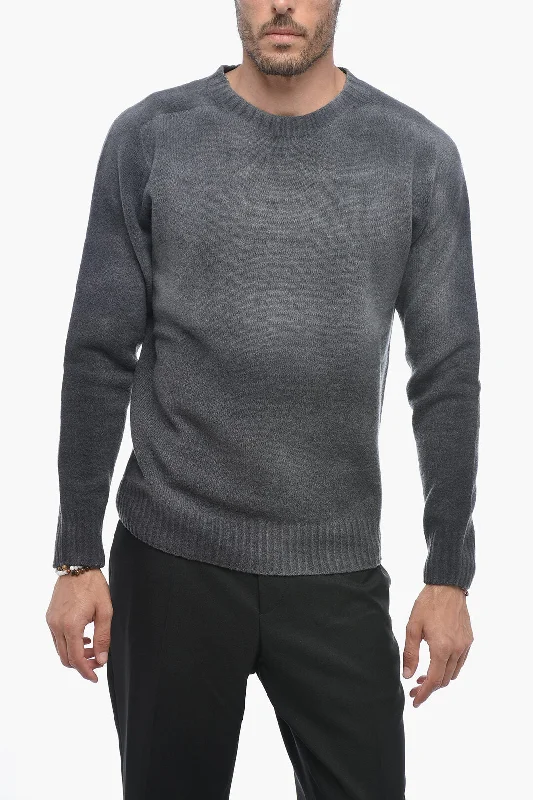 Men's classic rib pullover-Altea Crew Neck Cashmere Blend Sweater with Degradè Bottom