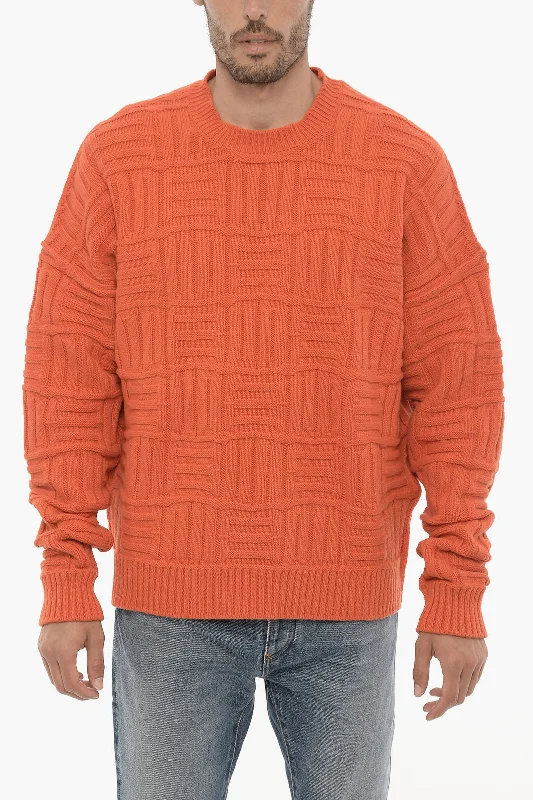 Men's stylish textured sweater-Ambush Solid Color Crew-neck Sweater