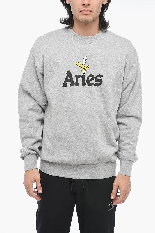 Men's thick textured sweater-Aries Printed DUCK Crewneck Sweater