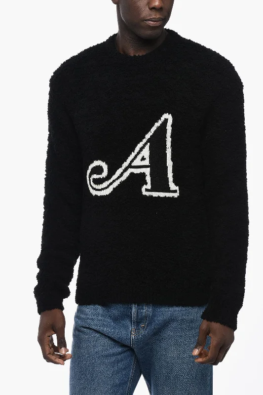 Men's luxury textured sweater-Awake New York Bouclè Crew-neck Sweater with Contrasting Detail