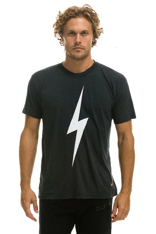 Men's short-sleeve earthy graphic top-BOLT TEE - CHARCOAL