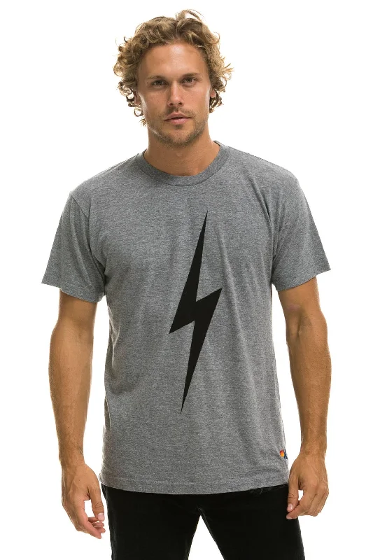 Men's short-sleeve subtle stripe top-BOLT TEE - HEATHER GREY