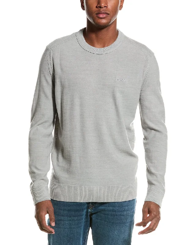 Men's stylish textured sweater-BOSS Hugo Boss Avac Wool-Blend Crewneck Sweater