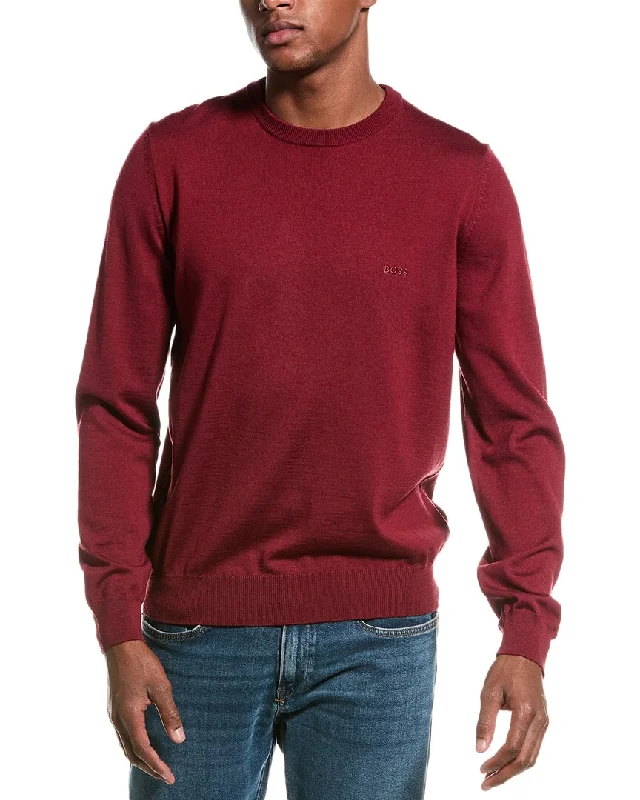 Men's textured cable pullover-BOSS Hugo Boss Botto Wool Crewneck Sweater