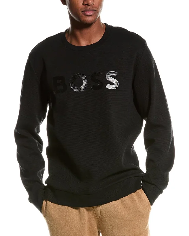 Men's stylish ribbed sweater-BOSS Hugo Boss Salbo Crewneck Sweater