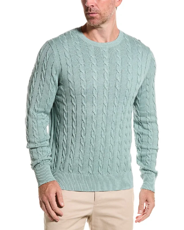 Men's warm textured cardigan-Brooks Brothers Cable Crewneck Sweater