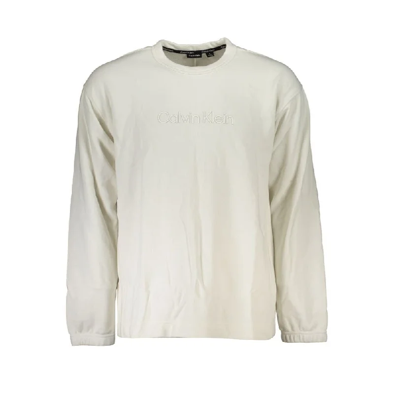 Men's breathable merino sweater-Calvin Klein Elegant Crew Neck Sweater with Brushed Men's Logo