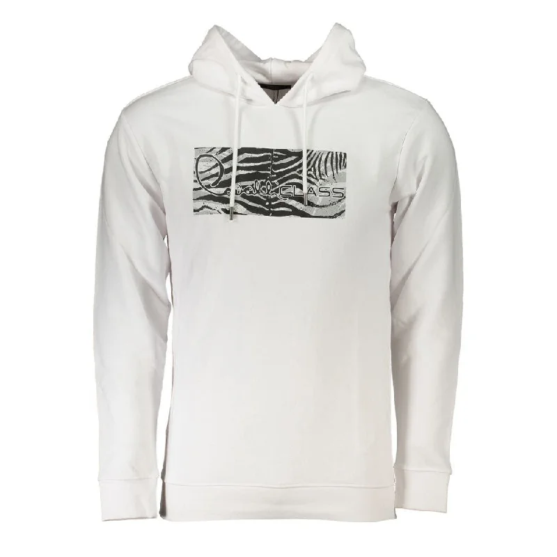 Men's stylish mock sweater-Cavalli Class White Cotton Men Men's Sweater