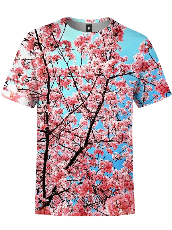 Men's short-sleeve vintage stripe shirt-Cherry Blossom Unisex Crew (Spring Edition)