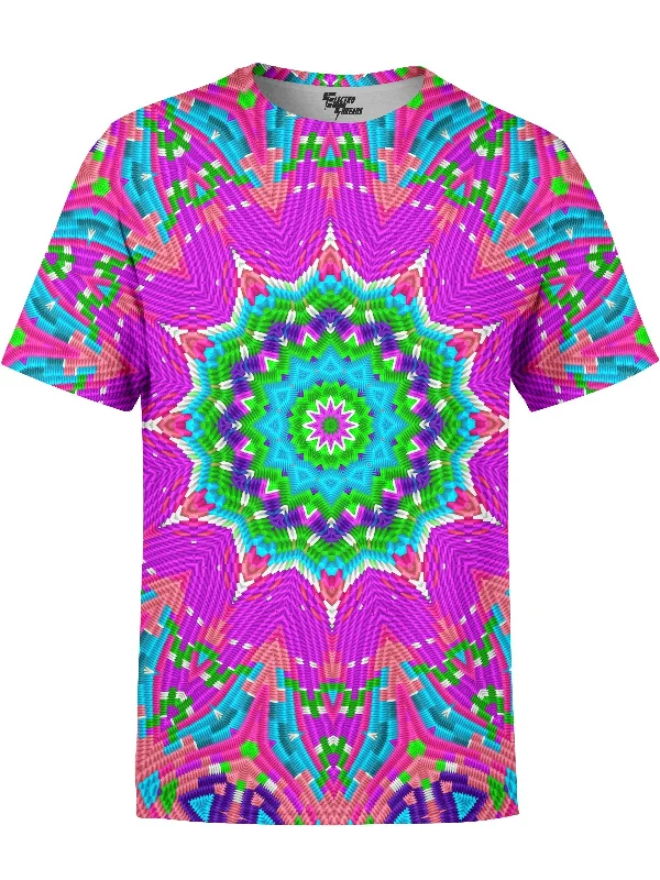 Men's short-sleeve vintage wash tee-Colorful Blocks Mandala Unisex Shirt