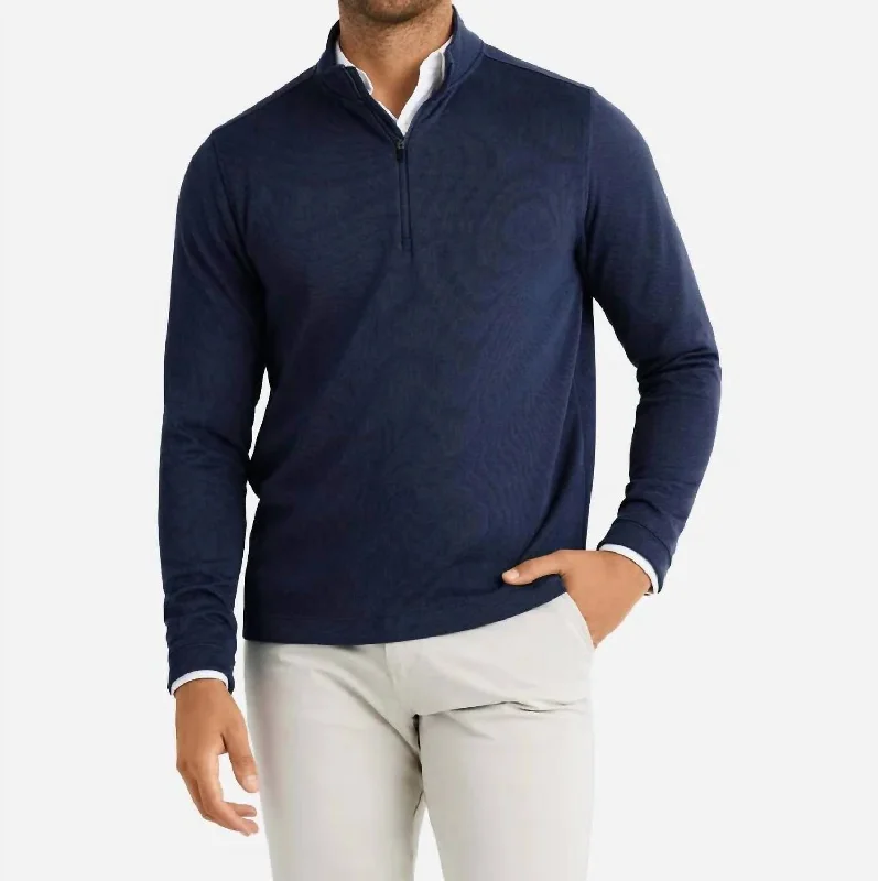 Men's trendy shawl sweater-Commuter 1/4 Zip Sweater In Navy