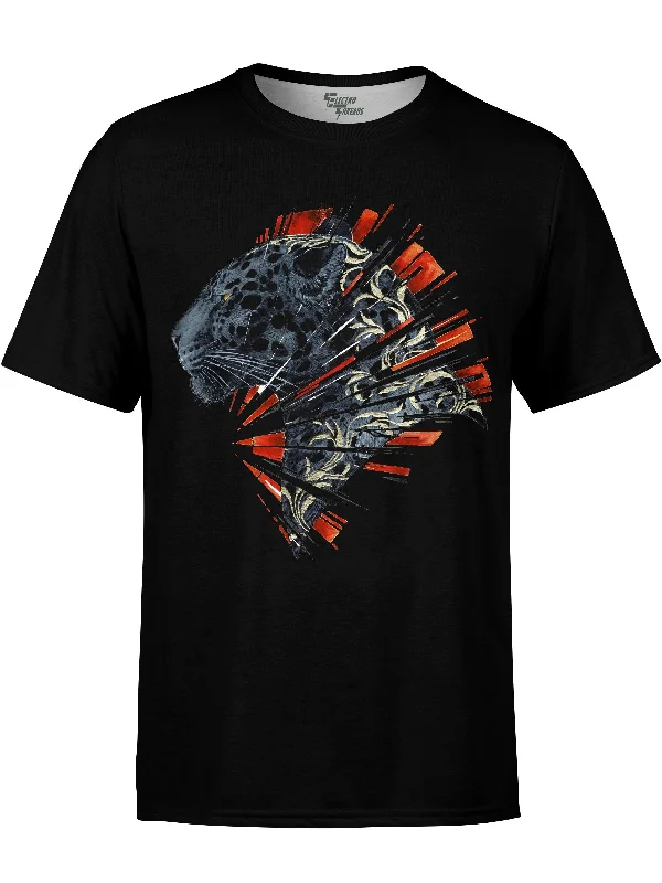 Men's short-sleeve rugged casual tee-Shattered Panther Unisex Crew