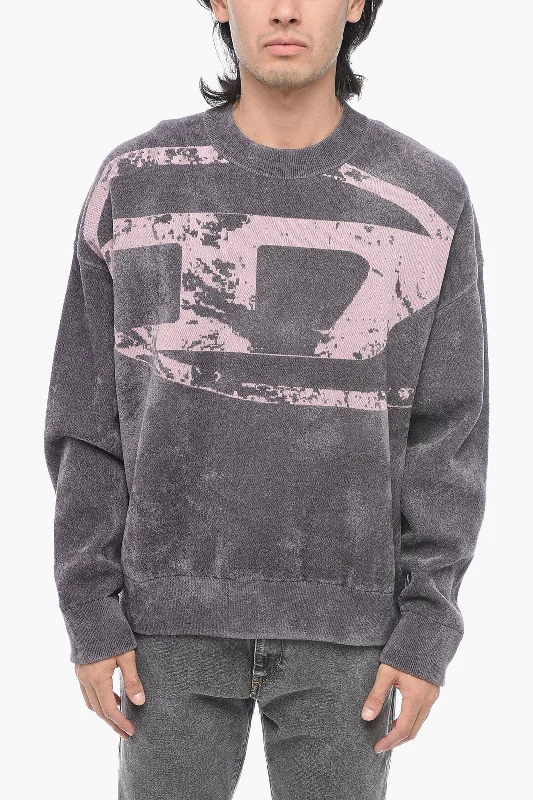 Men's soft alpaca sweater-Diesel Embroidered Logo K-TRIA Crewneck Sweater