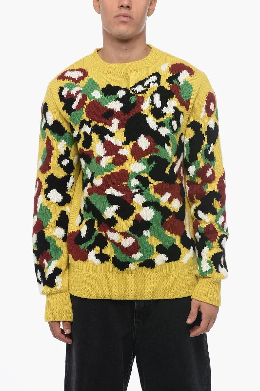 Men's classic shawl sweater-Dior PETER DOIG Camouflage Patterned Cashmere Pullover