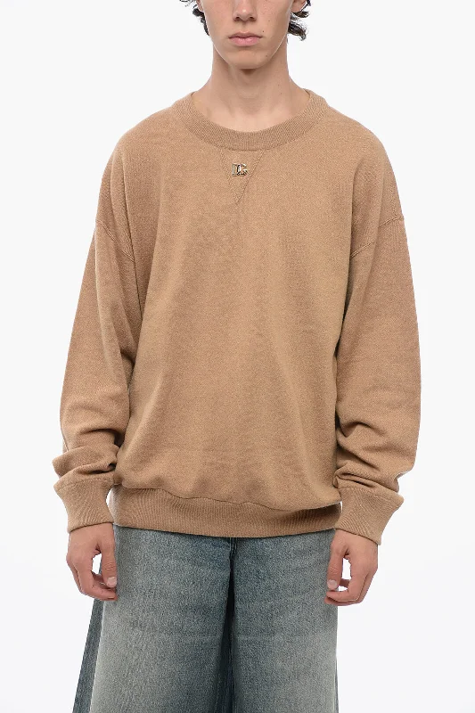 Men's casual mock sweater-Dolce & Gabbana Crew Neck Pure Cashmere Pullover