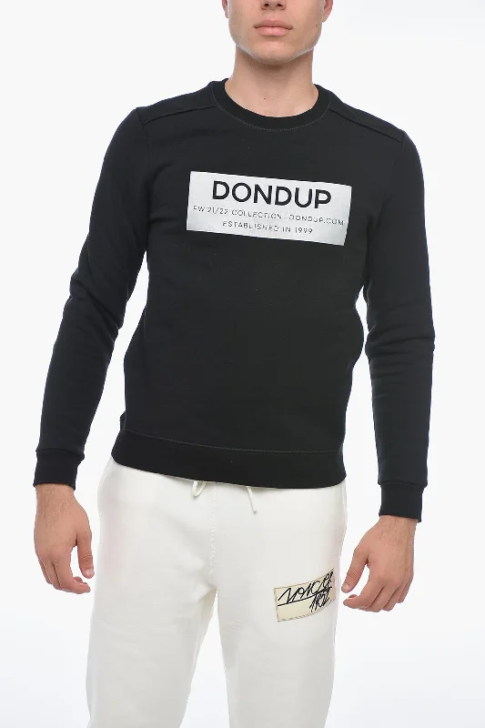 Men's casual textured sweater-Dondup Logo Print Crewneck Sweater