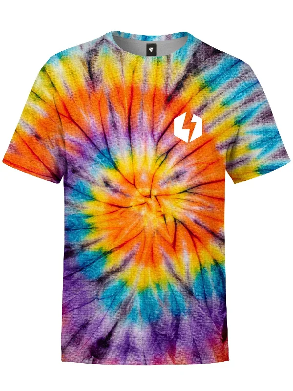 Men's short-sleeve stylish pocket tee-Electro Bolt (Classic Tie Dye) Unisex Crew